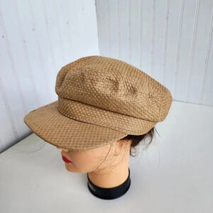 NWT Illuma Women's Straw Newsboy Cabbie Cap One Size Tan MSRP $40